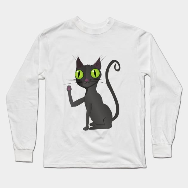 Black cat vector Long Sleeve T-Shirt by Bwiselizzy